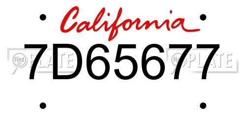 7D65677 California License Plate