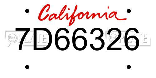 7D66326 California License Plate