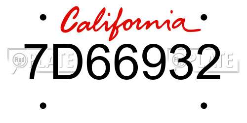 7D66932 California License Plate