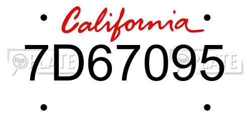 7D67095 California License Plate