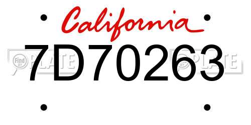 7D70263 California License Plate