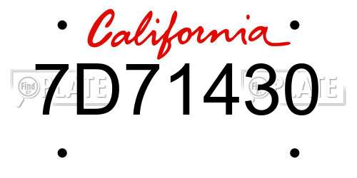 7D71430 California License Plate
