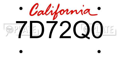 7D72Q0 California License Plate