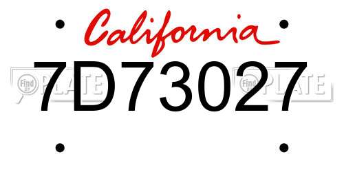 7D73027 California License Plate