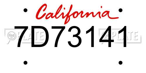 7D73141 California License Plate