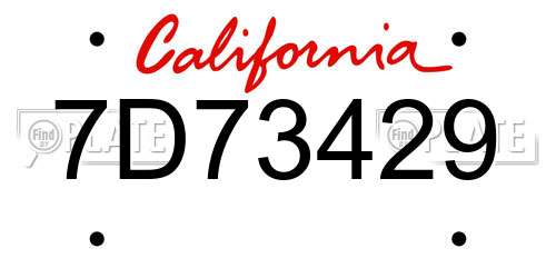 7D73429 California License Plate