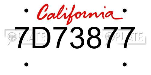 7D73877 California License Plate