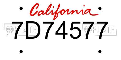 7D74577 California License Plate