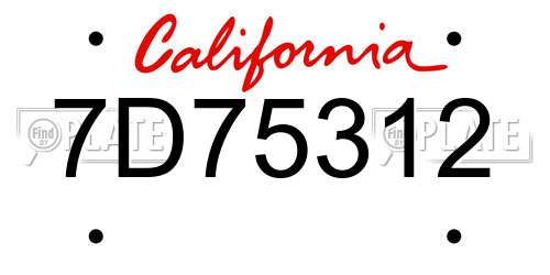 7D75312 California License Plate