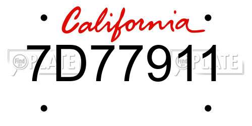7D77911 California License Plate