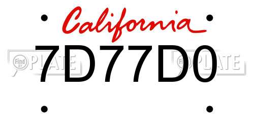 7D77D0 California License Plate