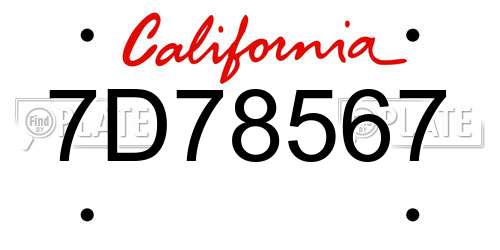 7D78567 California License Plate