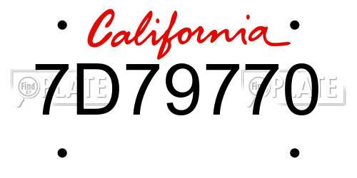 7D79770 California License Plate