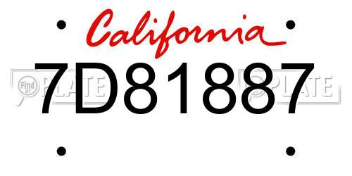 7D81887 California License Plate