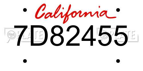 7D82455 California License Plate