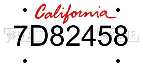 7D82458 California License Plate