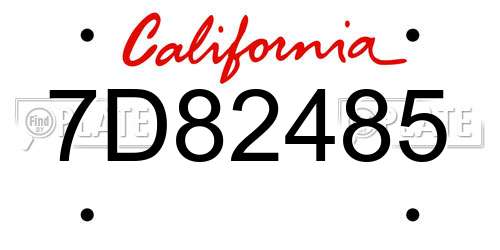 7D82485 California License Plate