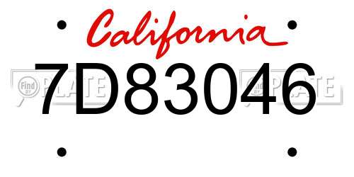 7D83046 California License Plate