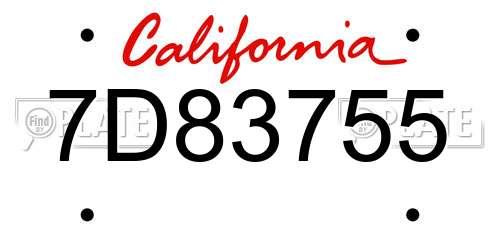 7D83755 California License Plate