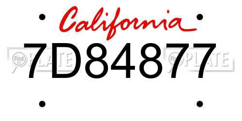 7D84877 California License Plate