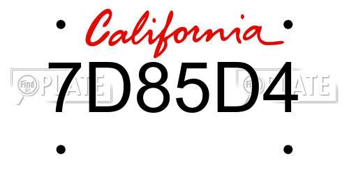 7D85D4 California License Plate