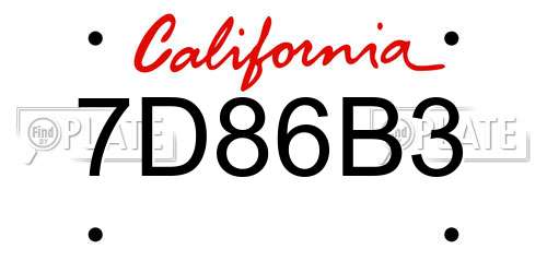 7D86B3 California License Plate