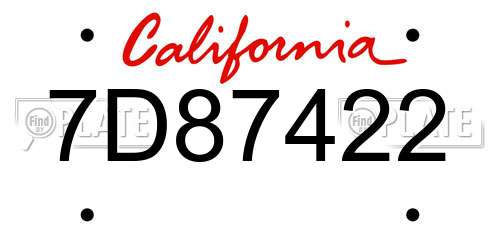 7D87422 California License Plate