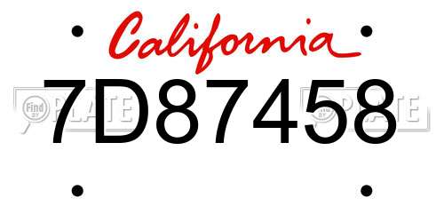 7D87458 California License Plate