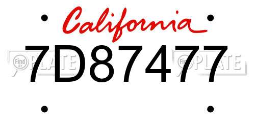 7D87477 California License Plate