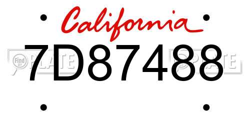7D87488 California License Plate