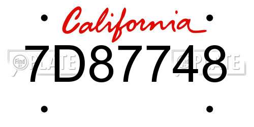 7D87748 California License Plate