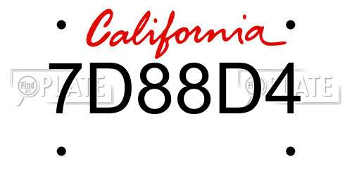 7D88D4 California License Plate