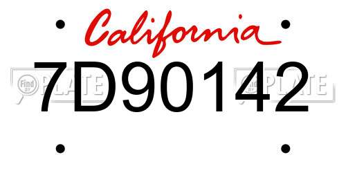7D90142 California License Plate