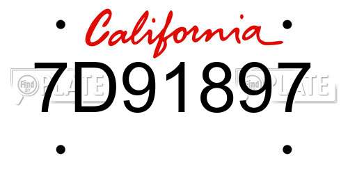 7D91897 California License Plate