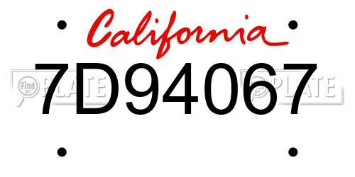 7D94067 California License Plate