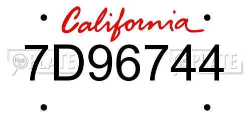 7D96744 California License Plate