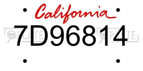 7D96814 California License Plate