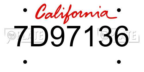 7D97136 California License Plate