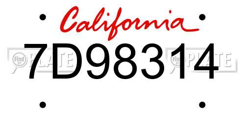 7D98314 California License Plate