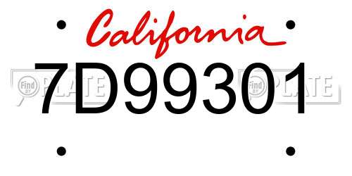 7D99301 California License Plate