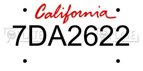 7DA2622 California License Plate