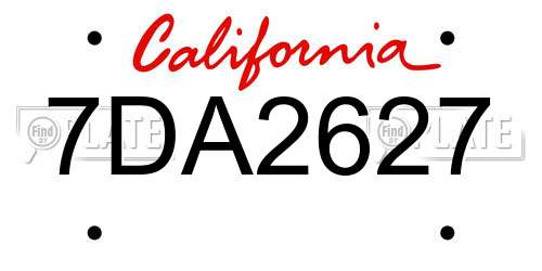7DA2627 California License Plate