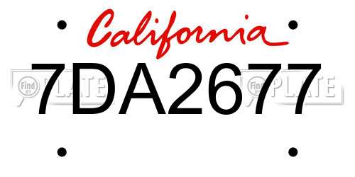7DA2677 California License Plate
