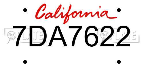 7DA7622 California License Plate