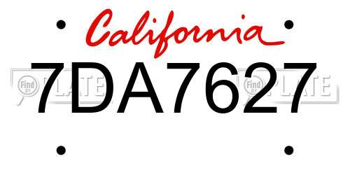7DA7627 California License Plate