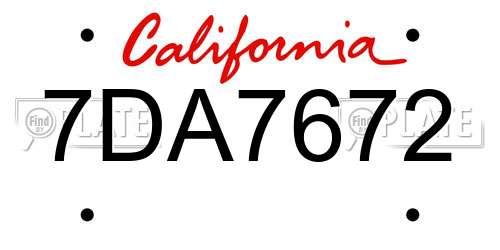 7DA7672 California License Plate