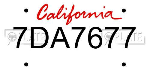 7DA7677 California License Plate