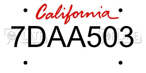 7DAA503 California License Plate