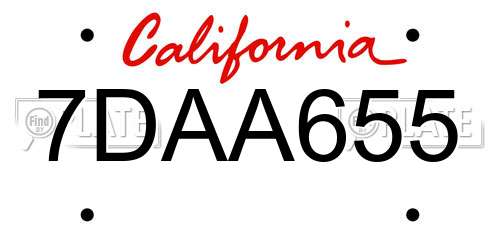 7DAA655 California License Plate