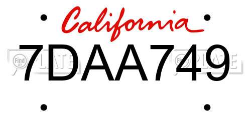 7DAA749 California License Plate